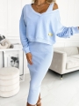 Komplet 2 częściowy V- neck Bluza plus Sukienka niebieski (1).JPG