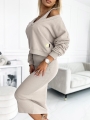 Komplet 2 częściowy V- neck Bluza plus Sukienka jasny beż6.jpg