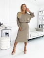 Komplet 2 częściowy V- neck Bluza plus Sukienka ciemny beż5.jpg
