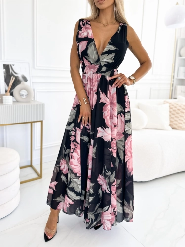 Sukienka Diva kwiaty różowe na czarnym  (3).JPG