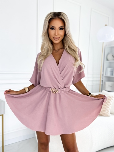 Kombinezon Krótki z paskiem V pudrowy róż (3).JPG
