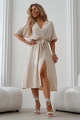 Sukienka Kopertowa Klasyczna z wiązaniem beż (2).jpeg