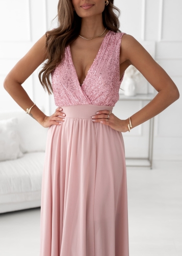 Sukienka Diva z rozcięciem pudrowy róż (1).jpg