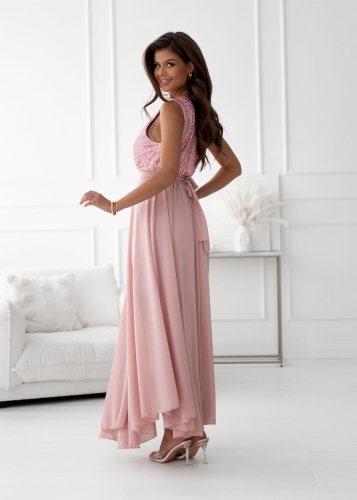 Sukienka Diva z rozcięciem pudrowy róż (3).jpg