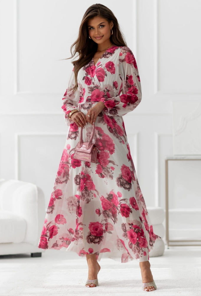 Sukienka Amy Maxi z długim rękawem w peonie kolor 4
