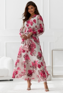 Sukienka Amy Maxi z długim rękawem w peonie kolor 4