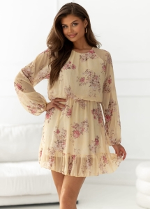 Sukienka Welma MINI długi rękaw w kwiaty kolor 2