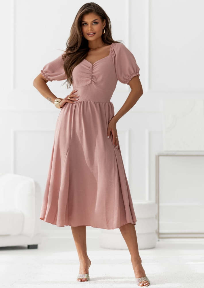 Sukienka Eloise z bufiastymi rękawkami pudrowy róż