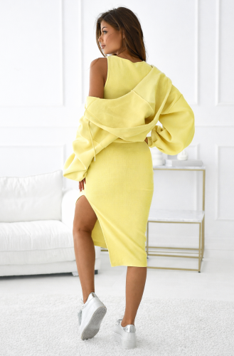 Komplet 2 częściowy Bluza napy plus sukienka Limonka