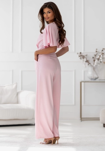 Kombinezon kopertowy z krótkim rękawem i prostą nogawką różowy (3).jpg