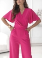Kombinezon kopertowy z krótkim rękawem i prostą nogawką fuksja (3).jpg