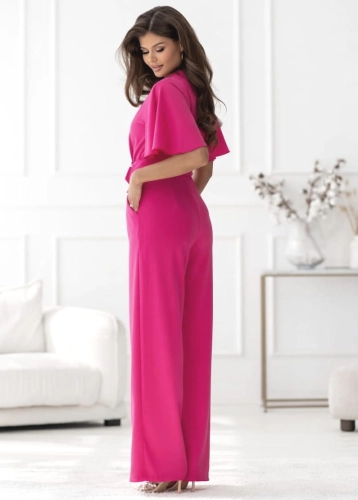 Kombinezon kopertowy z krótkim rękawem i prostą nogawką fuksja (2).jpg