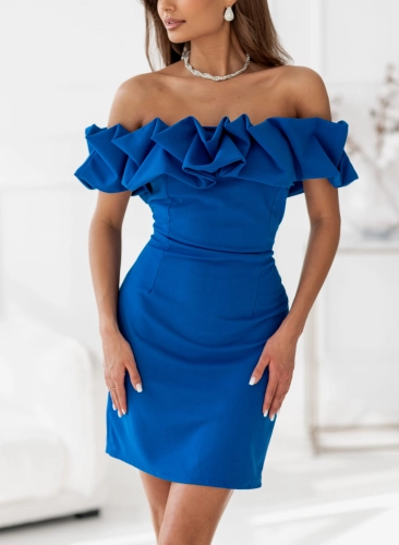 Sukienka Glori z efektowną falbaną chabrowa (5).jpg