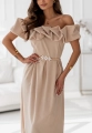 Sukienka Ester z efektowną falbaną MIDI rozkloszowana beżowa  (4).jpg