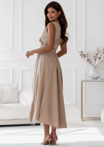 Sukienka Eden kopertowa z wiązaniem MIDI beżowa (4).jpg