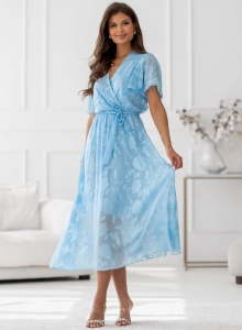 Sukienka Sora efektowna tkanina 3D MIDI niebieska