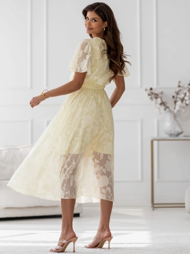 Sukienka Sora efektowna tkanina 3D MIDI żółta  (3).jpg