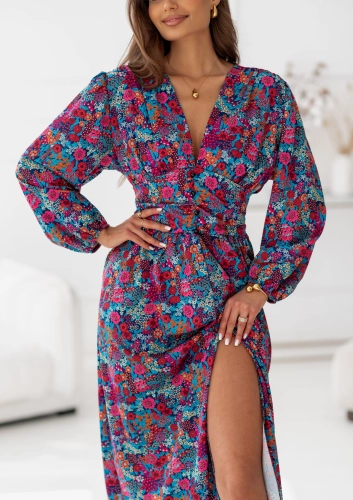 Sukienka Sorella z rękawem w kwiaty kolor 2 (5).jpg