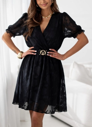 Sukienka Sora efektowna tkanina 3D MINI z paskiem czarna (5).jpg