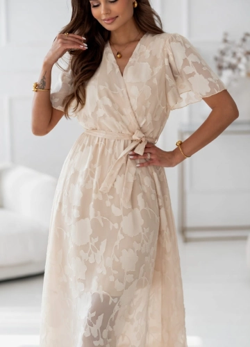 Sukienka Sora efektowna tkanina 3D MIDI beżowa (4).jpg