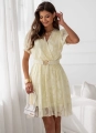 Sukienka Sora efektowna tkanina 3D MINI z paskiem żólta (4).jpg