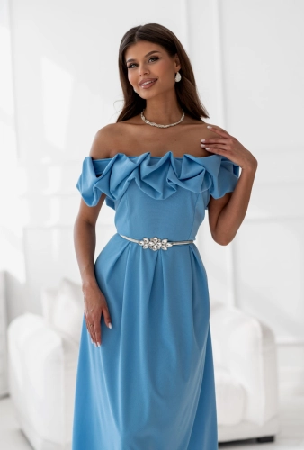 Pasek sprężynka Ester z ozdobą z kamieni srebrny