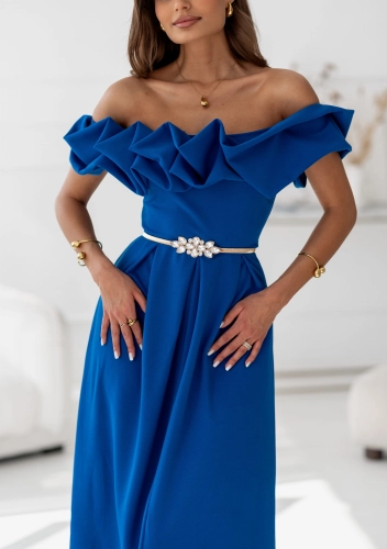 Pasek sprężynka Ester z ozdobą z kamieni złoty