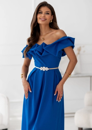 Pasek sprężynka Ester z ozdobą z kamieni złoty