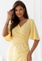 Sukienka z rękawkiem MIDI z marszczeniem żółta