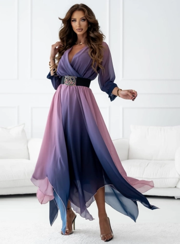 Sukienka Elena puder z fioletem (1).jpg