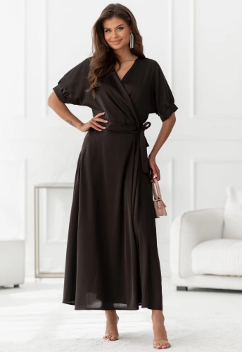 Sukienka kimonowa z wiązaniem MAXI satyna czekolada (2).jpg