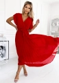 Sukienka kopertowa Piórko Plisa Maxi Gładka czerwona  (5).JPG