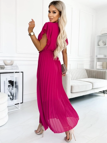 Sukienka kopertowa Piórko Plisa Maxi Gładka fuksja  (4).JPG