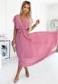 Sukienka kopertowa Piórko Plisa Maxi Gładka brudny róż  (5).JPG