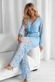 Kombinezon koronkowy V długi rękaw plus pasek niebieski