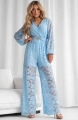 Kombinezon koronkowy V długi rękaw plus pasek niebieski