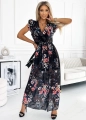 Sukienka Czarna kwiatki piórka z rozcięciem MAXI   (2).jpg