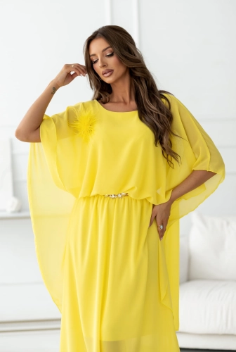 Sukienka NIMFA Maxi z efektownym rękawem żółta (5).jpg