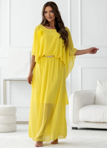 Sukienka NIMFA Maxi z efektownym rękawem żółta (3).jpg