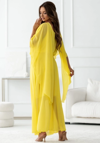 Sukienka NIMFA Maxi z efektownym rękawem żółta (1).jpg
