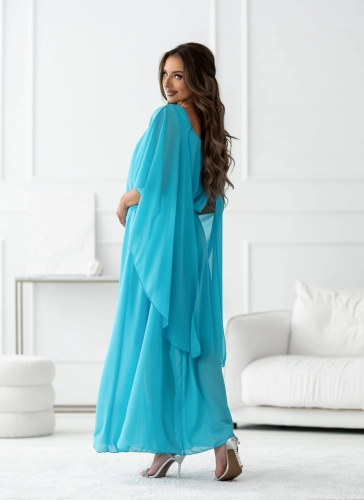 Sukienka NIMFA Maxi z efektownym rękawem morska (3).jpg