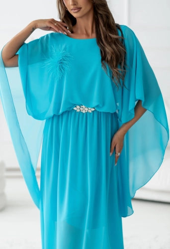 Sukienka NIMFA Maxi z efektownym rękawem morska (5).jpg