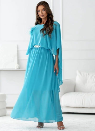 Sukienka NIMFA Maxi z efektownym rękawem morska (1).jpg