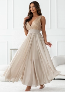 Sukienka Diva z rozcięciem złota