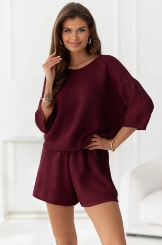 Komplet dzianinowy Kirii MINI bordowy