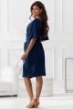 Sukienka z rękawkiem MIDI z marszczeniem granatowa