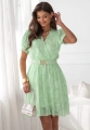 Sukienka Sora efektowna tkanina 3D MINI z paskiem miętowa