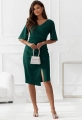 Sukienka z rękawkiem MIDI z marszczeniem butelkowa zieleń