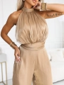 Komplet 2 częściowy Satin Glow Bluzka plus Spodnie beżowy (1).JPG