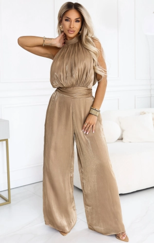 Komplet 2 częściowy Satin Glow Bluzka plus Spodnie beżowy (4).jpg
